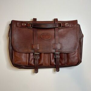 Vintage Orvis Gokey Brown Leather Briefcase Messenger Bag Made USA 90’s Patina